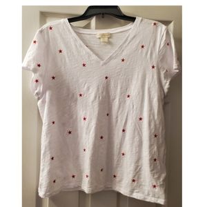 PRICE DROP ‼️ Cynthia Rowley white with red stars Tshirt size large